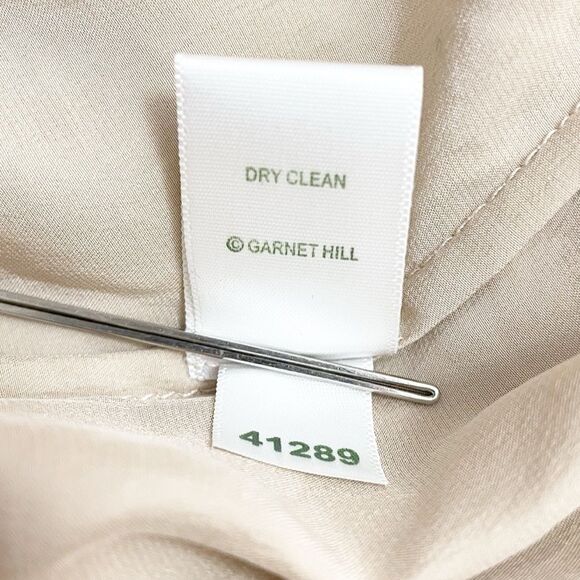 Garnet Hill 100% Silk Blouse Button Front Long Sleeve in Champagne Taupe Size 4 - Picture 12 of 13